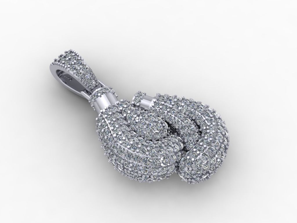 Silver Diamond Boxing Glove Necklace