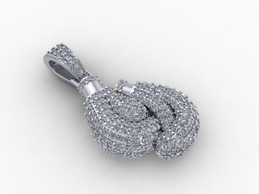 Silver Diamond Boxing Glove Necklace