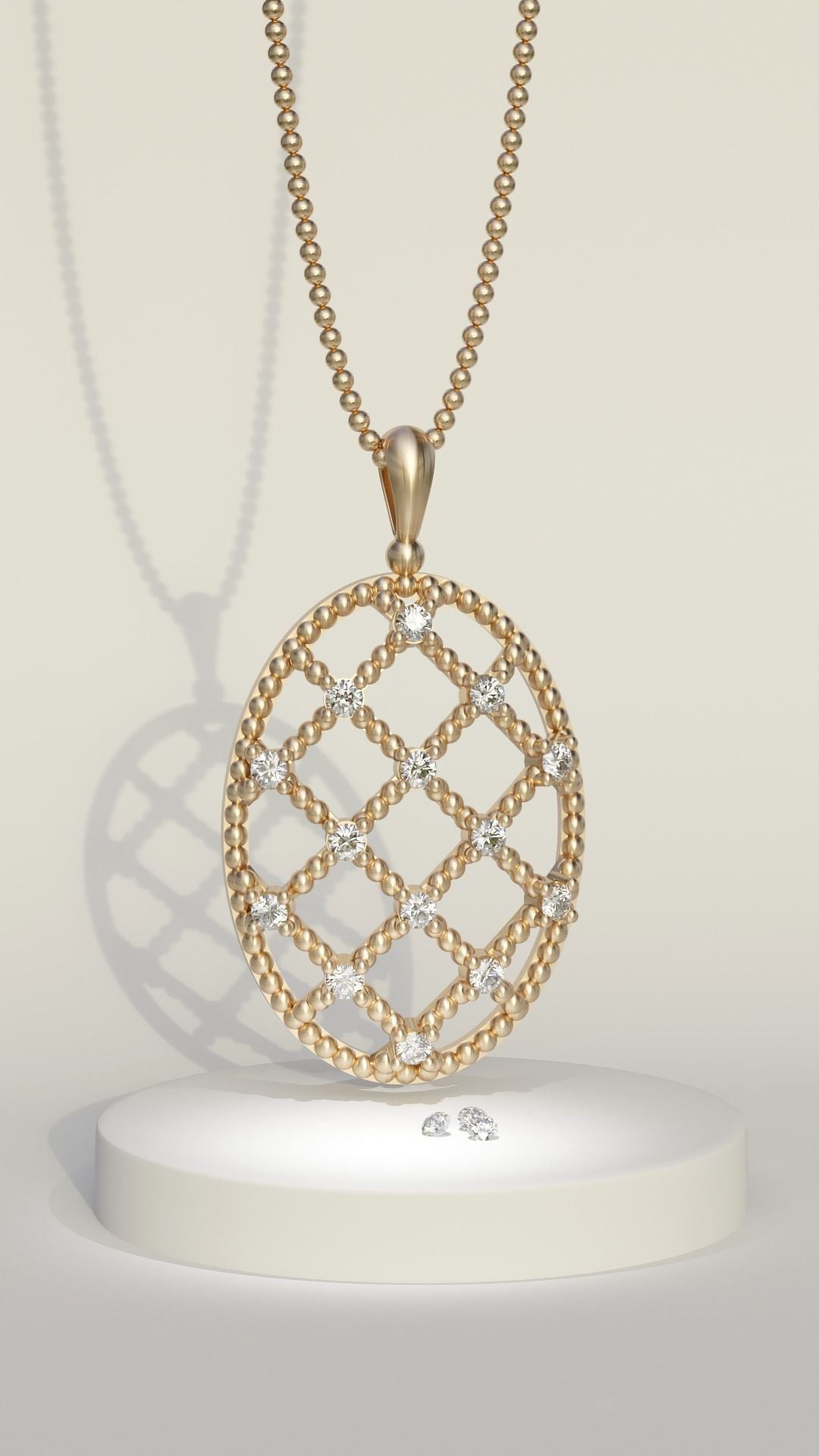 Oval Shape Diamond Necklace for Her