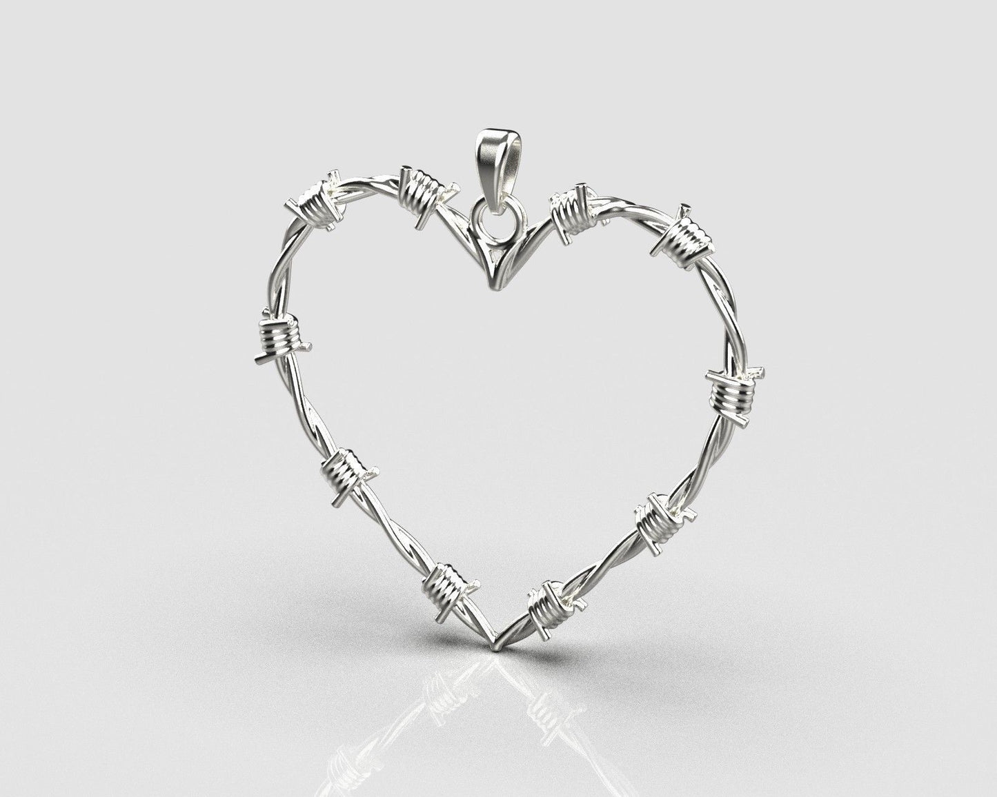 silver Wired Heart Necklace