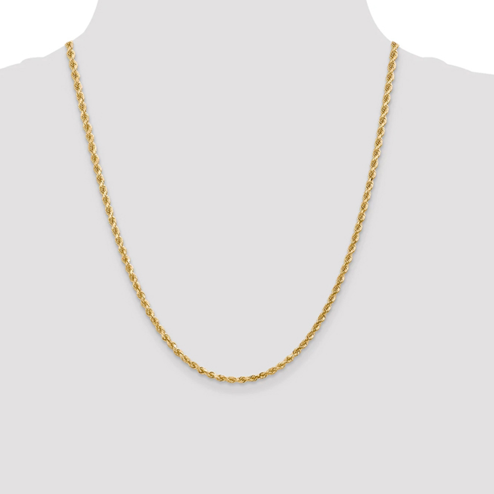 14k Solid Gold 2.5mm Rope Chain 18 Inches