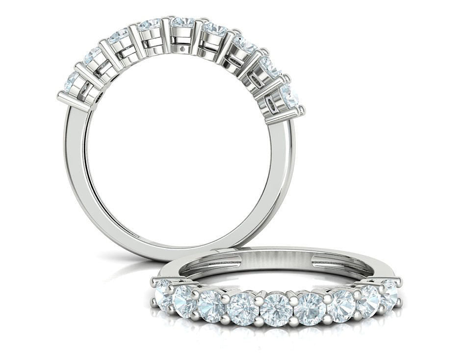 14K Solid Gold Diamond Half Eternity Wedding Band / Classic Wedding Ring with 9 Diamonds / 0.90 Carat Diamond Ring / Gift for Her