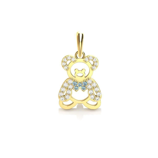 Boy & Girl Diamond Teddy Bear Pendant