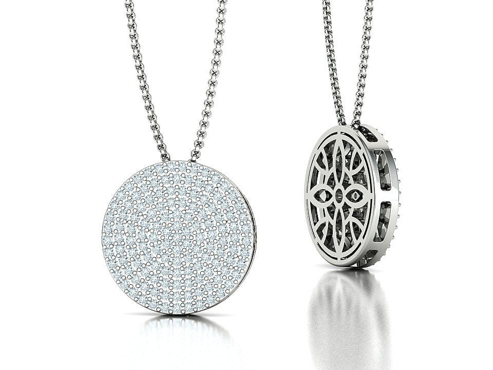 Diamond Round Plate Necklace