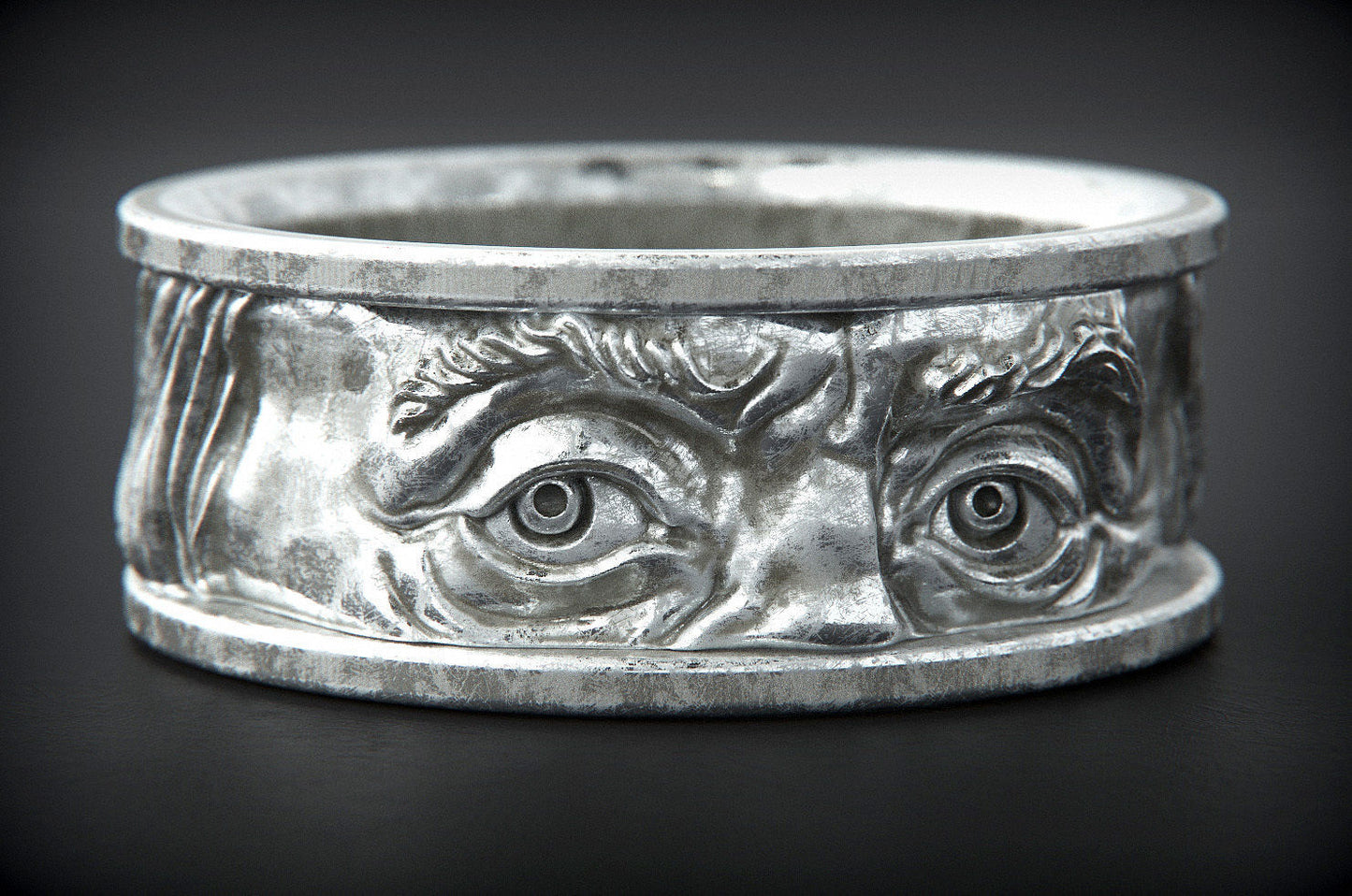 14K Solid Gold Franklin Eyes Ring / Gold Franklin Band / 14K Gold Franklin Band / Unisex Franklin Design Band - JewelsnGlitters