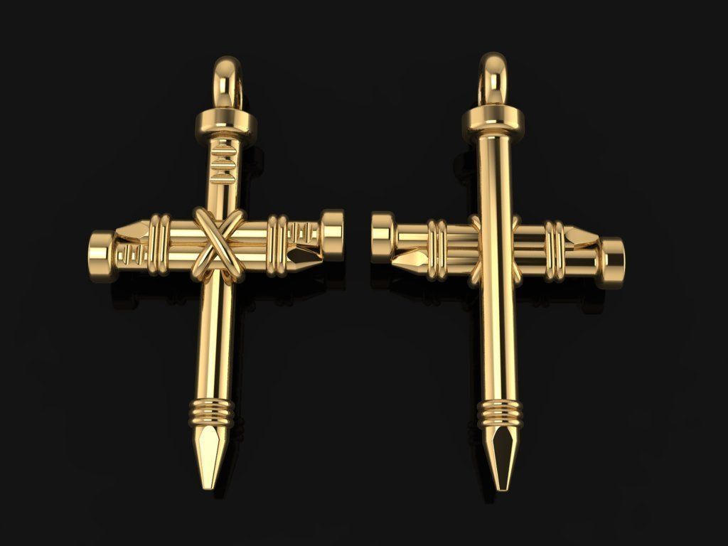 Gold Nail Cross Necklace