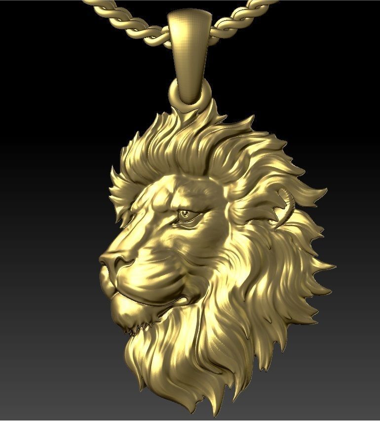 3D Gold Lion Pendant