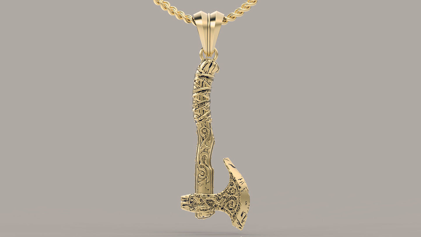 Gold Battle Axe Pendant