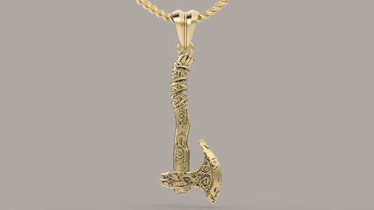 Gold Battle Axe Pendant