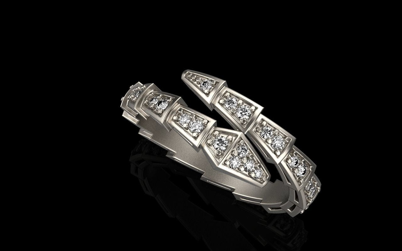 14K Diamond Solid Gold Snake Diamond Ring / Snake Design with Conflict Free REAL Diamonds / Diamond Ring / Gift for Her