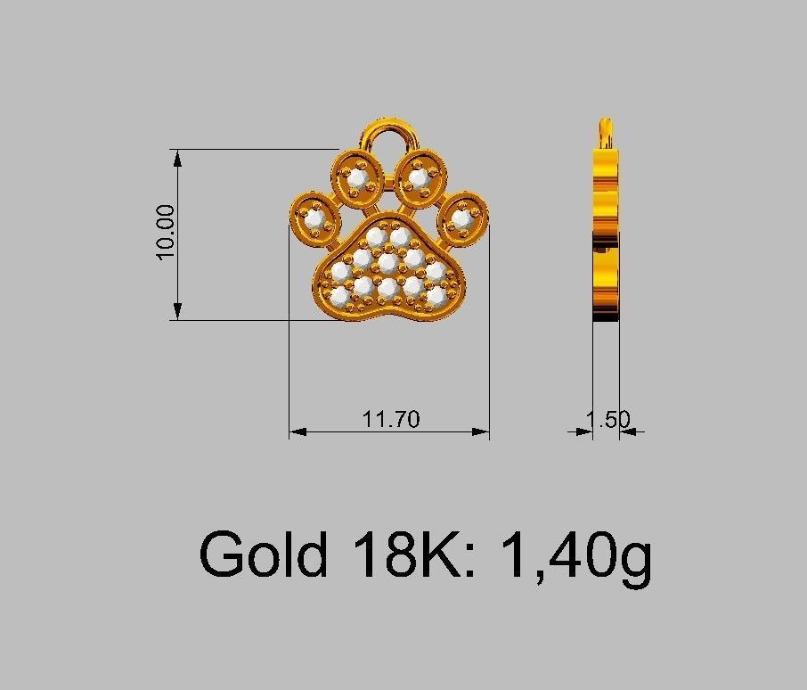 Gold Paw Diamond Pendant