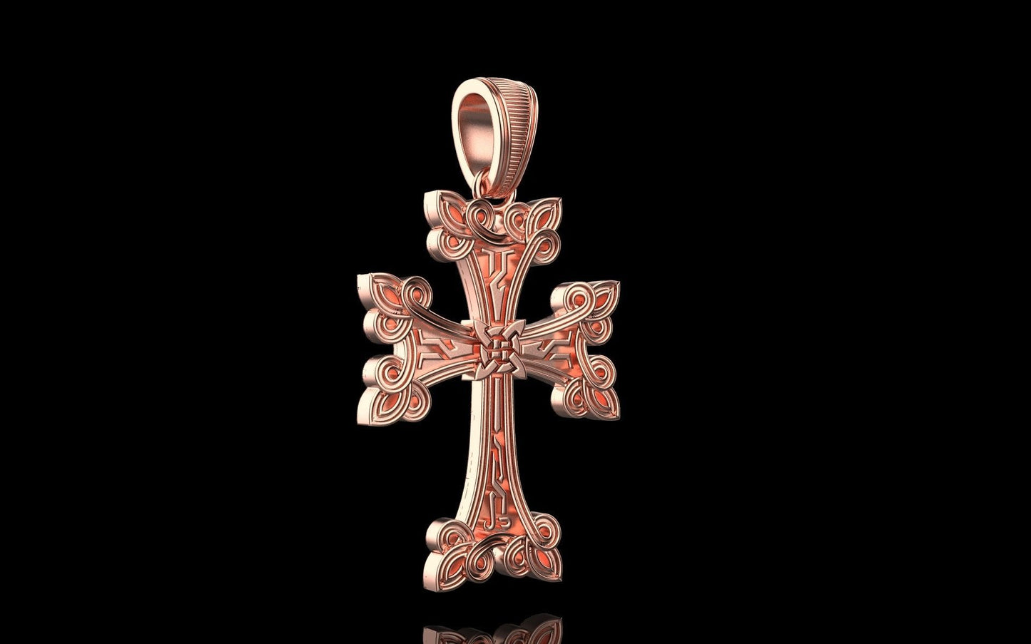 Rose Gold Orthodox Cross Necklace