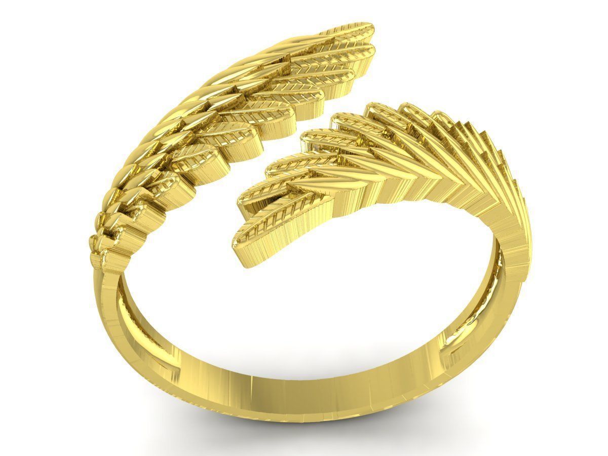 14k Solid Gold Angel Wing Statement Ring / Angel Wing Gold Ring / Angel Wing Statement Ring / Width Made in USA - JewelsnGlitters