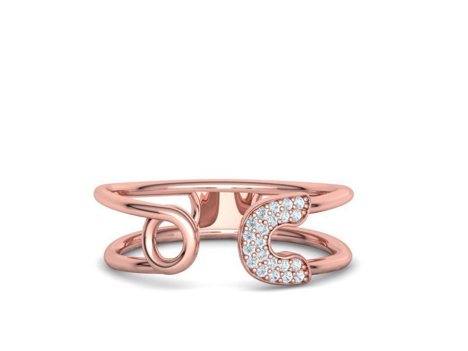 14K Solid Gold Safety Pin Ring with Diamonds / Diamond Safety Pin Ring / Gift for Her