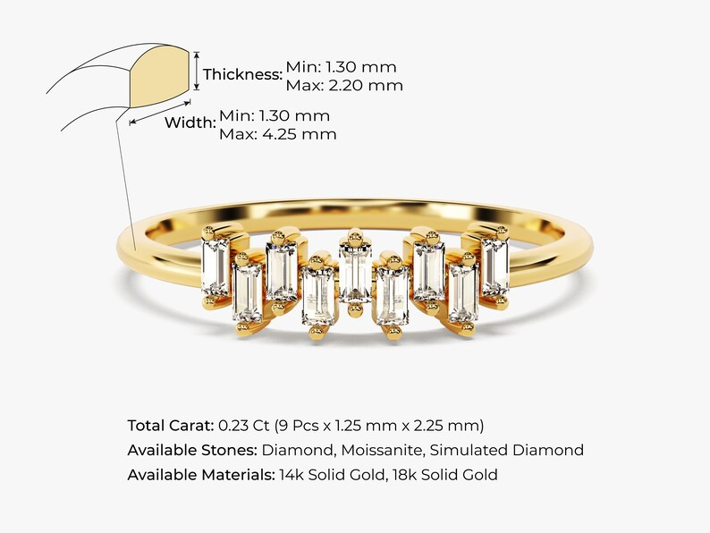 14k Solid Gold Zig Zag Design Baguette Diamond Wedding Band, Half Eternity Baguette Diamond Wedding Ring