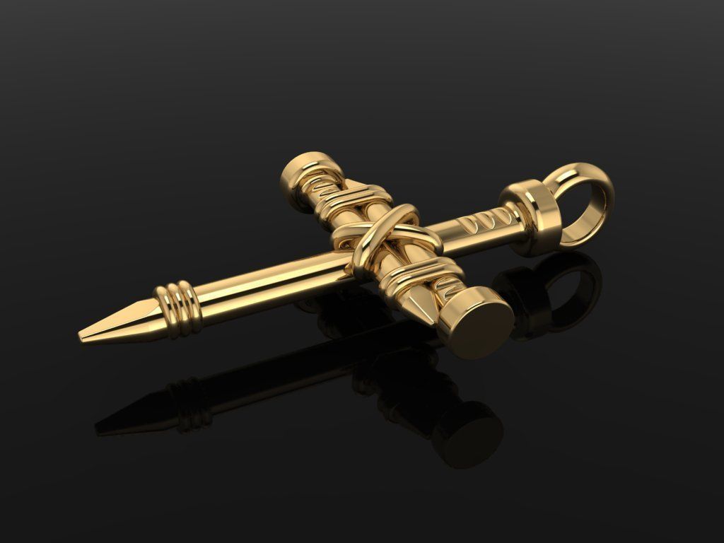 Rustic Style Nail Cross Necklace