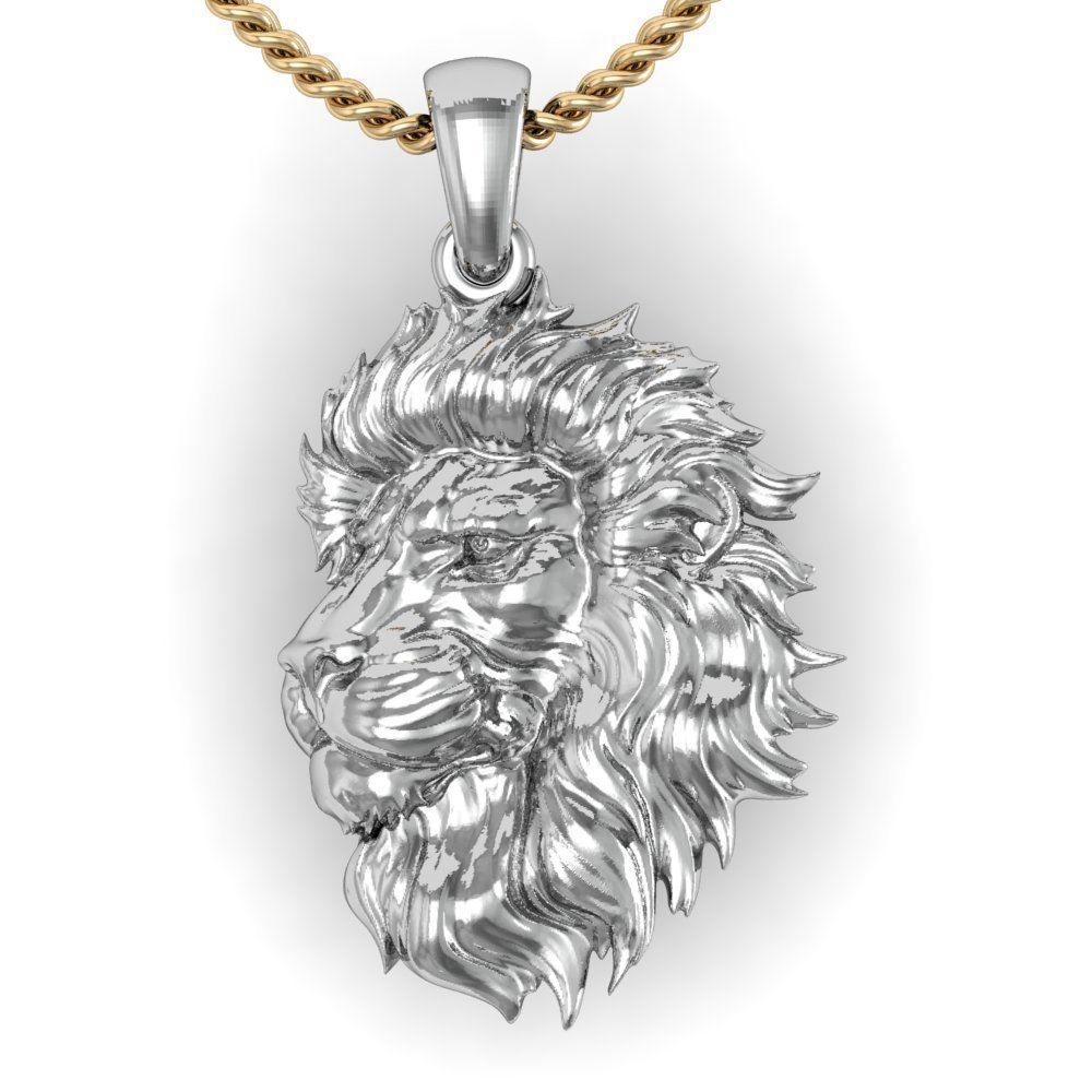 3D silver Lion Pendant