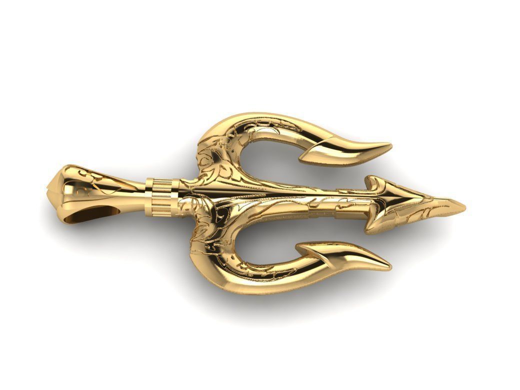 Trident Charm Gold Pendant