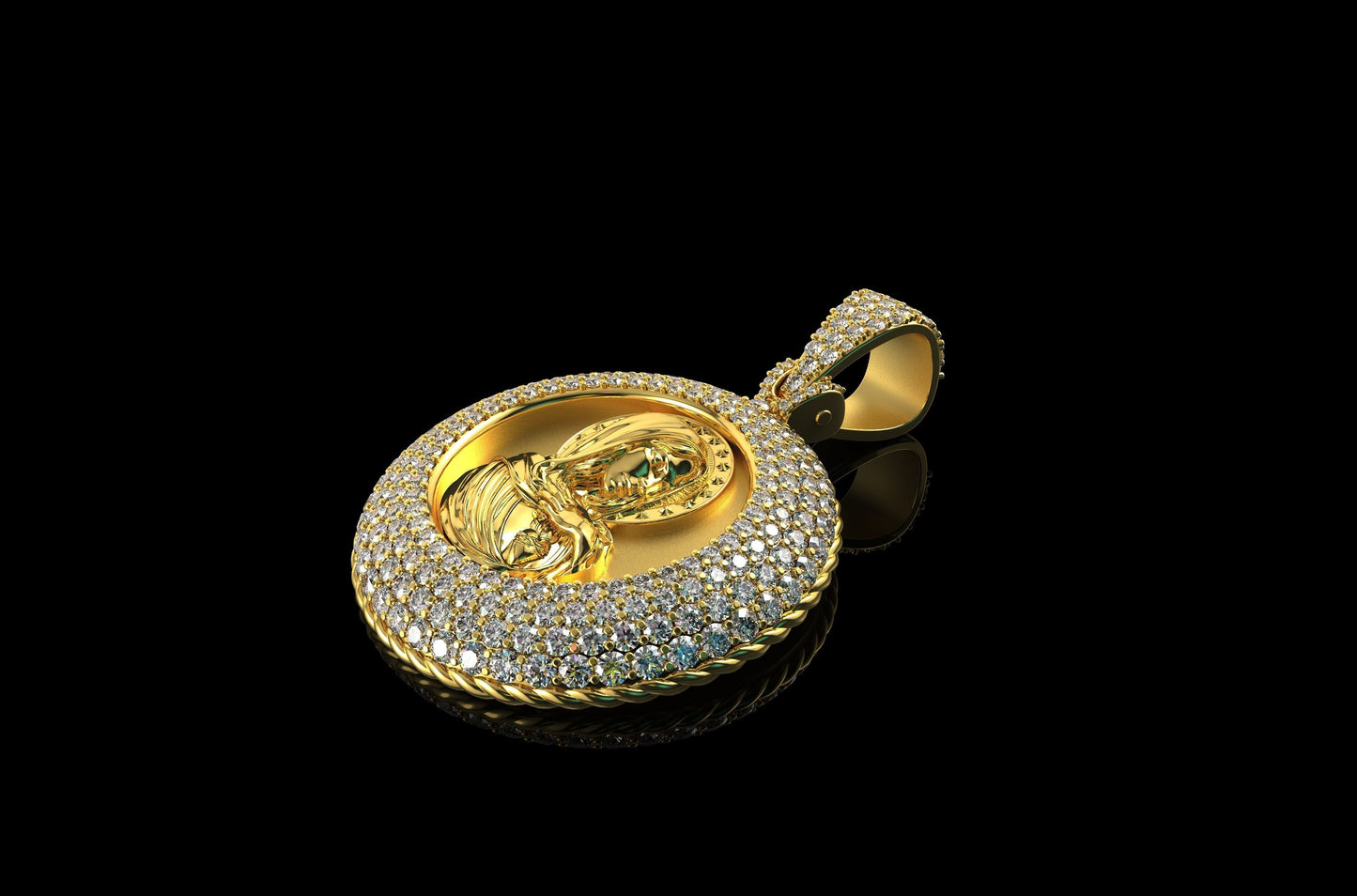 Saint Mary Pendant with Diamonds