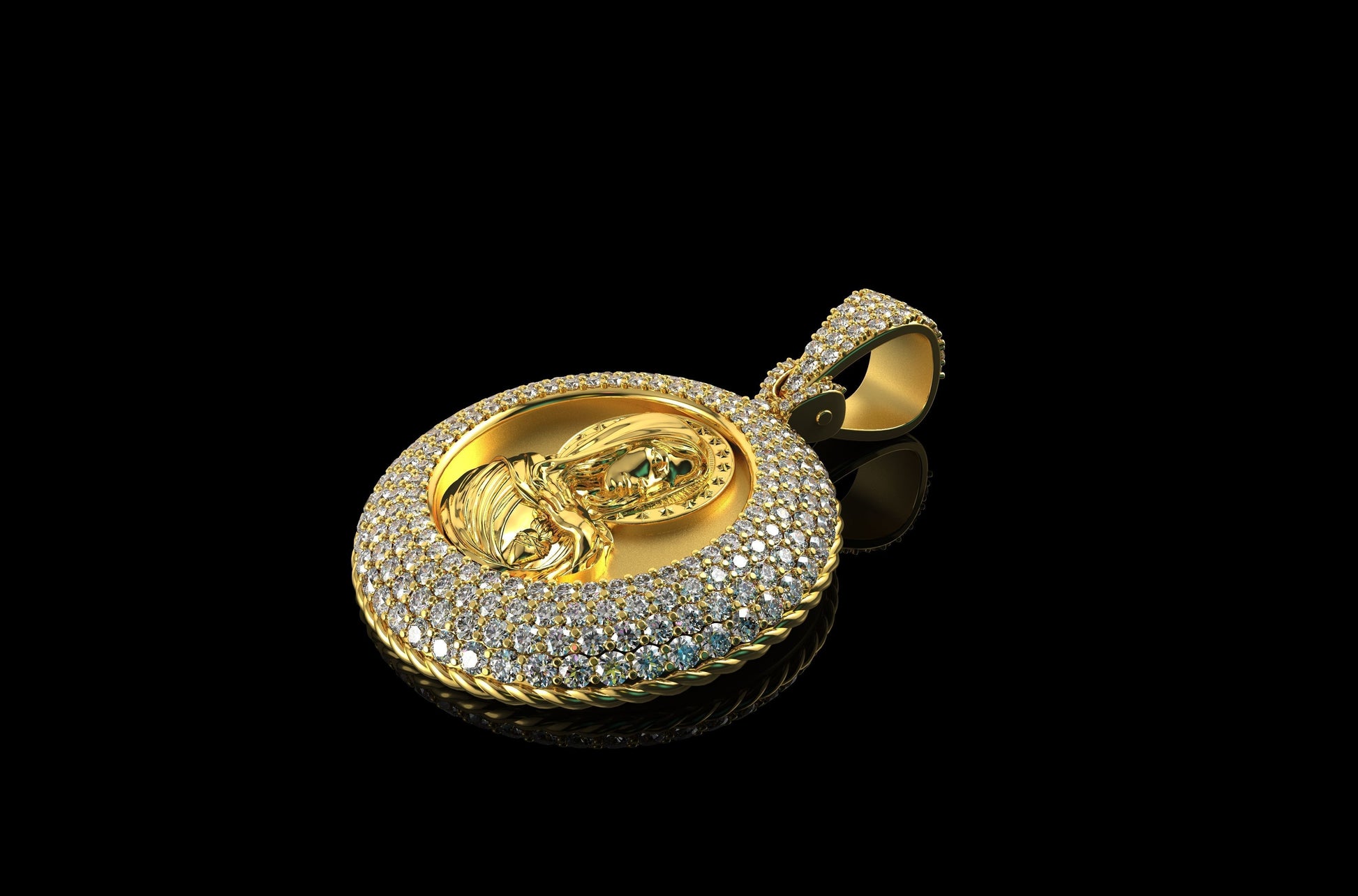 Saint Mary Pendant with Diamonds