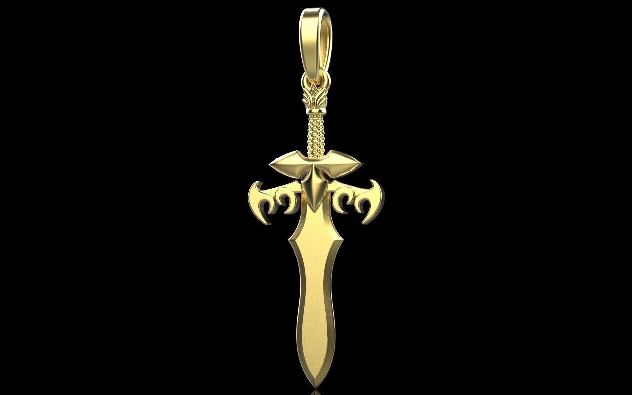 Gold Unisex Sword Pendant
