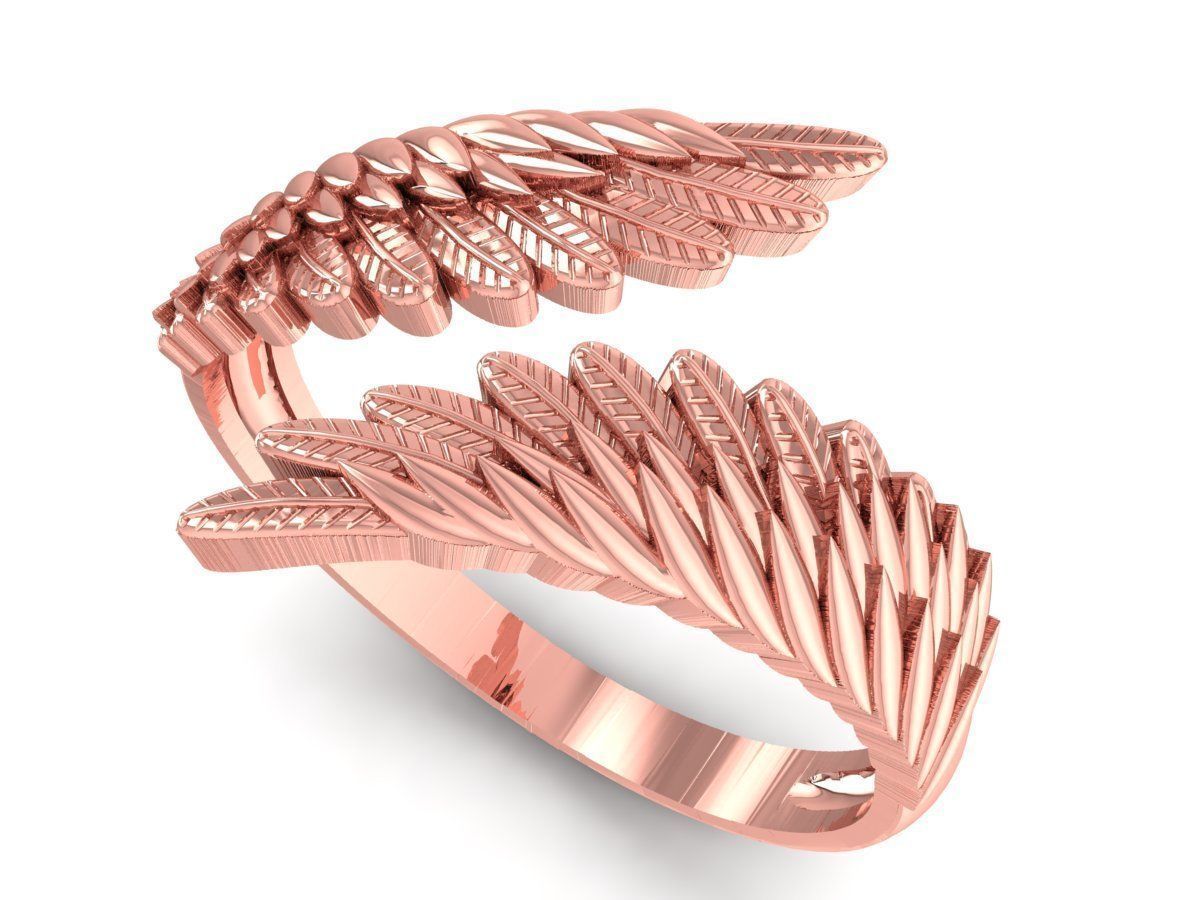 14k Solid Gold Angel Wing Statement Ring / Angel Wing Gold Ring / Angel Wing Statement Ring / Width Made in USA - JewelsnGlitters