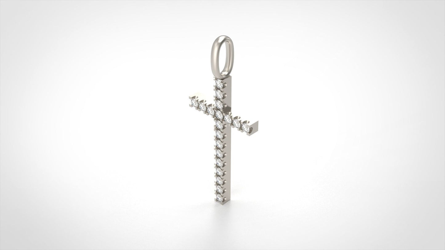 Silver Cross Necklace with Diamonds