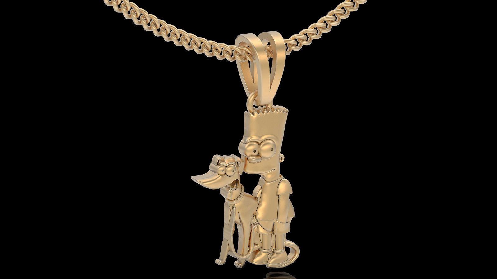 Gold Bart Simpson Necklace