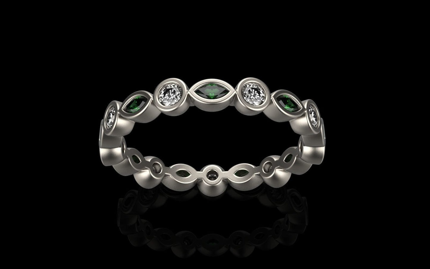 14K Diamond Solid Gold Marquise Eternity Ring / Emerald and Diamond Eternity Ring / Full Eternity Diamond Ring / Gift for Her (Copy)