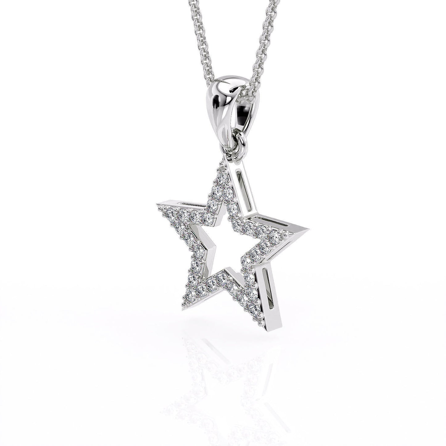 Silver Diamond Star Pendant