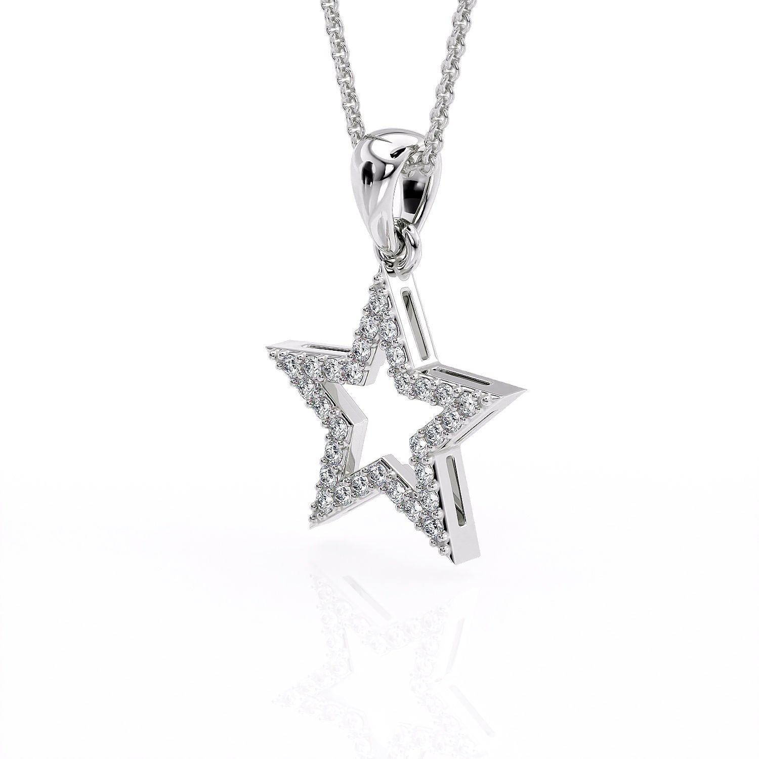 Silver Diamond Star Pendant