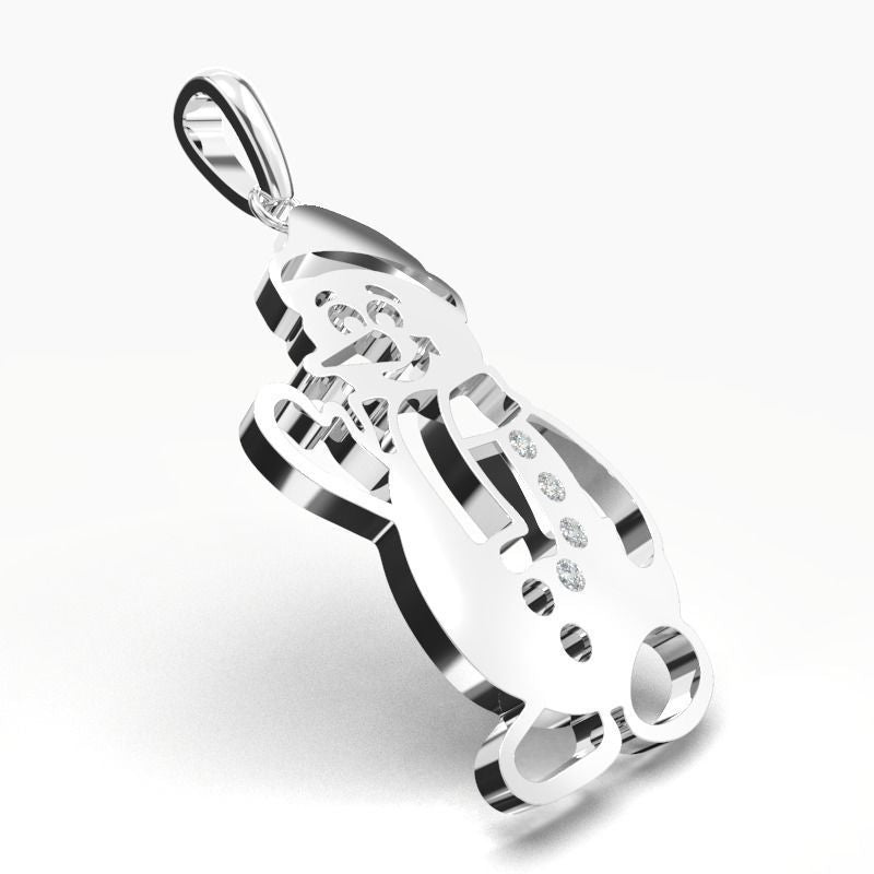 Silver diamond snowman charm