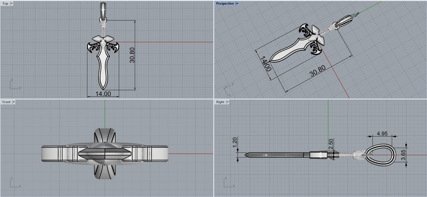 Authentic Gold Sword Necklace