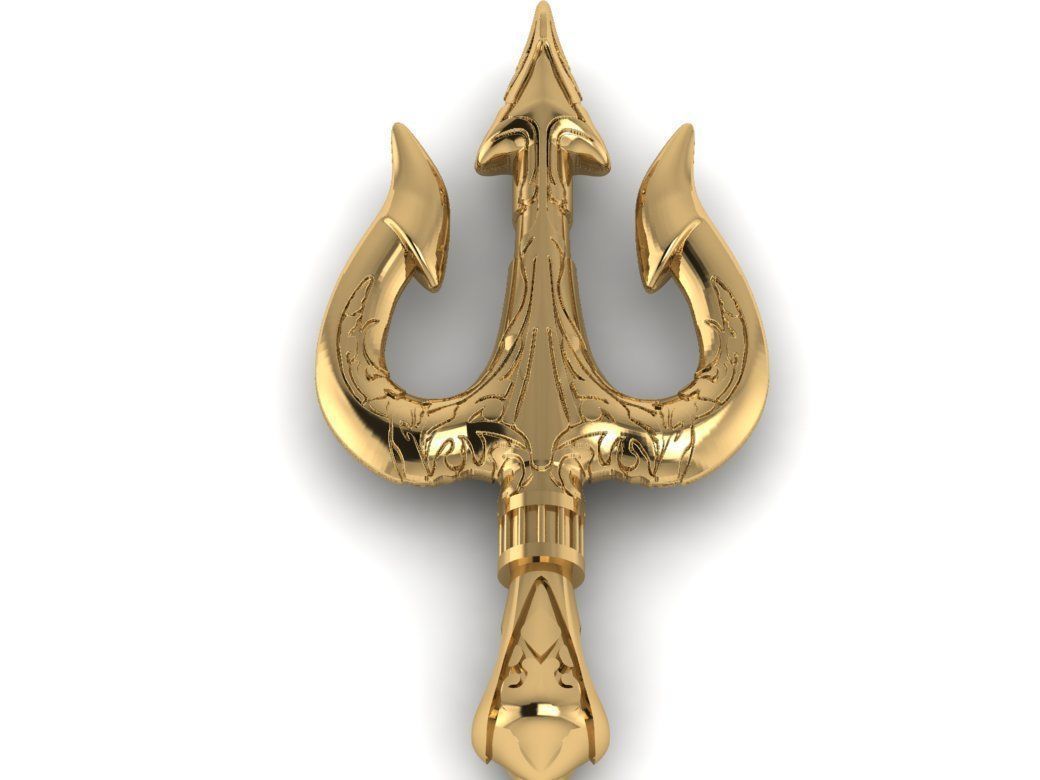 Gold Trident Chain Pendant