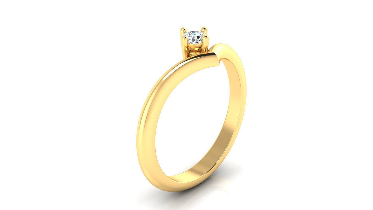 14K Solid Gold Chevron Diamond Ring / 0.10 Carat Diamond Statement Ring for Her / Gift for Her