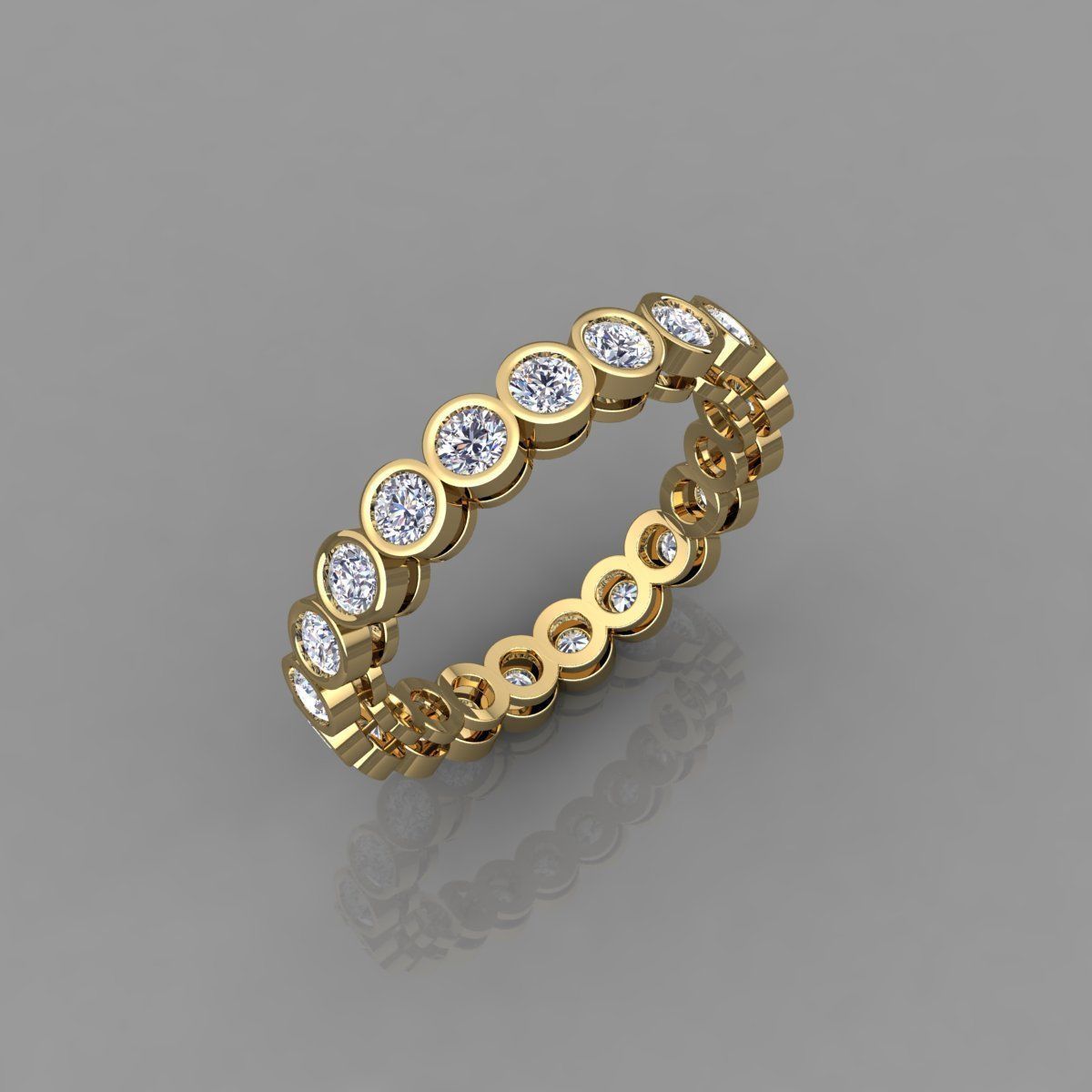 14K Solid Gold Bezel Set Diamond Eternity Ring / Diamond Eternity Ring / Diamond Bezel Set Ring / Gift for Her