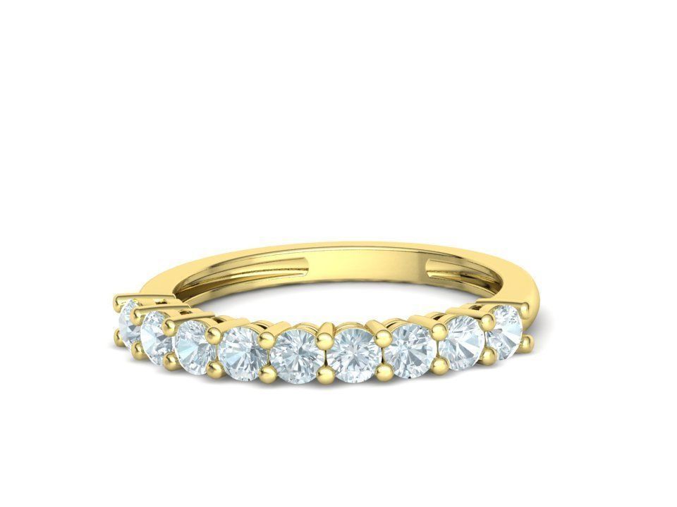 14K Solid Gold Diamond Half Eternity Wedding Band / Classic Wedding Ring with 9 Diamonds / 0.90 Carat Diamond Ring / Gift for Her