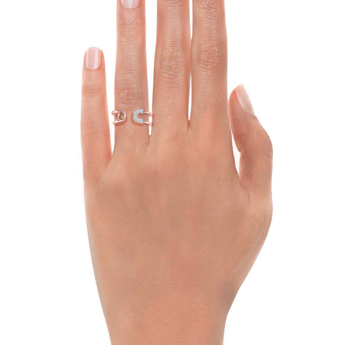 14K Solid Gold Safety Pin Ring with Diamonds / Diamond Safety Pin Ring / Gift for Her