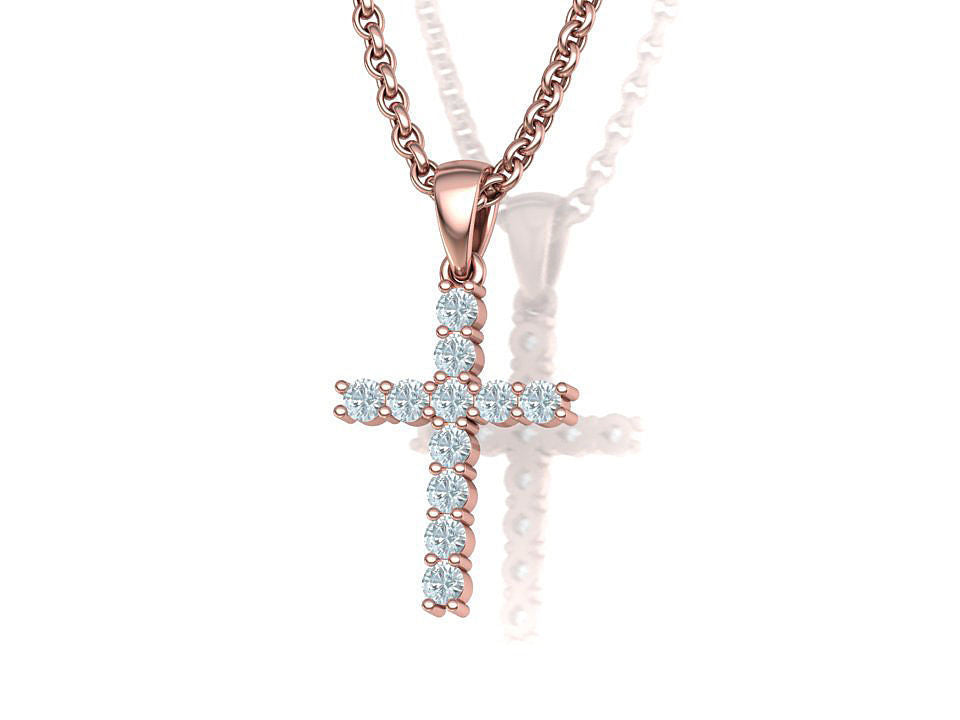 Rose Gold Diamond Cross Necklace