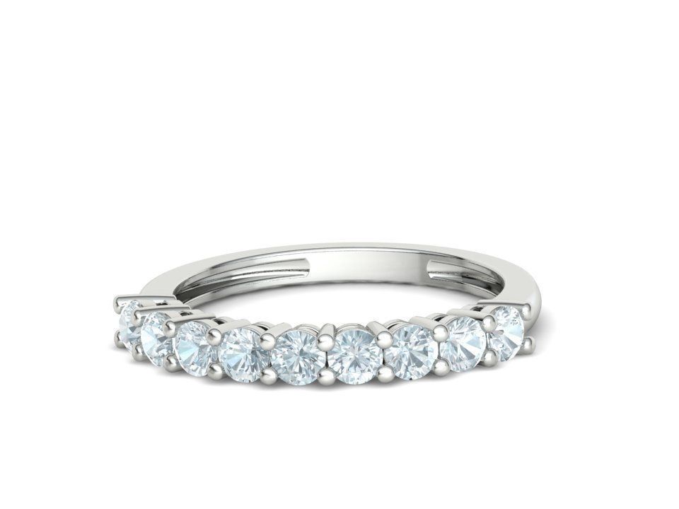 14K Solid Gold Diamond Half Eternity Wedding Band / Classic Wedding Ring with 9 Diamonds / 0.90 Carat Diamond Ring / Gift for Her