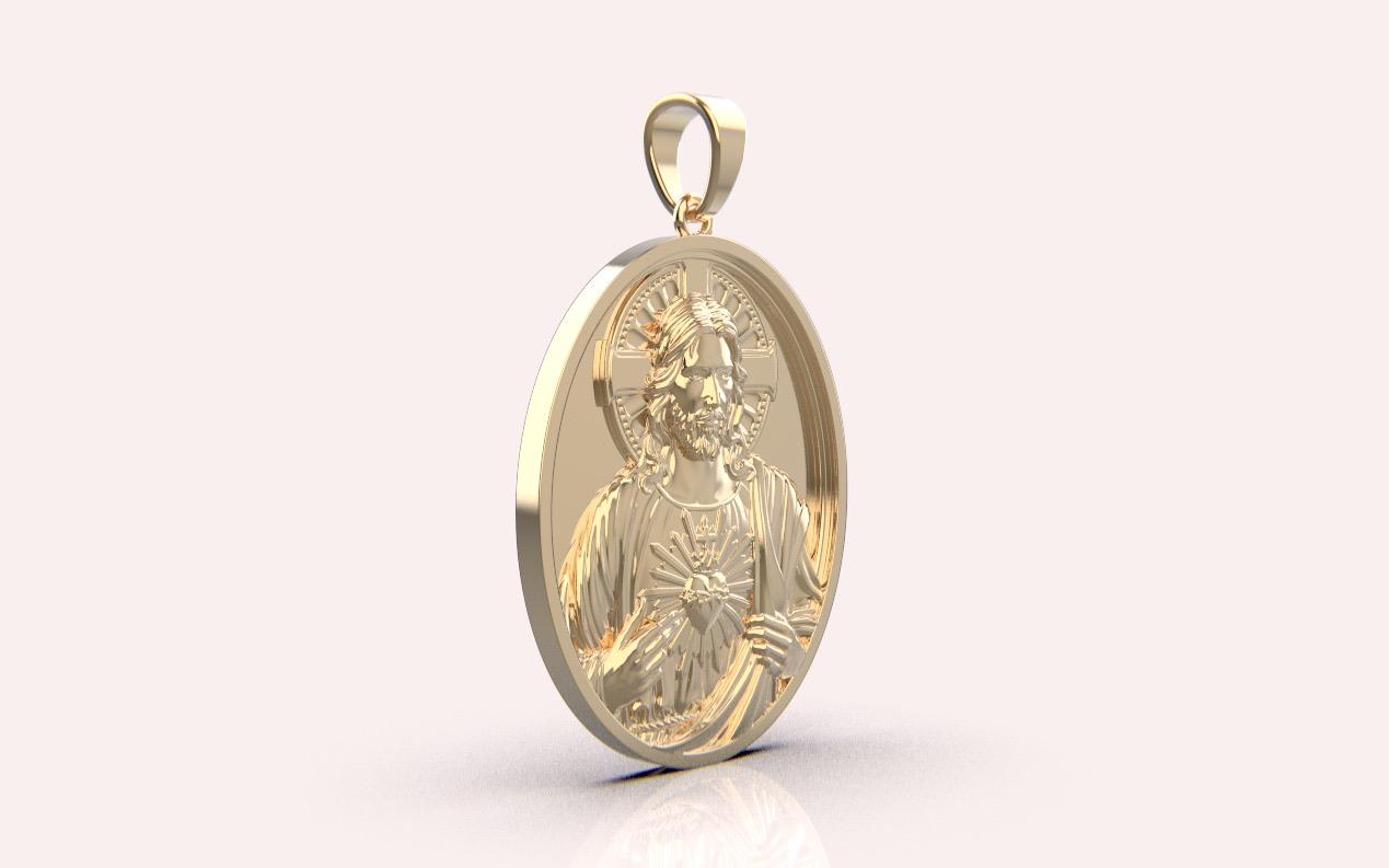 14k Solid Gold Jesus Pendant – Oval Medallion, 40mm x 33mm, 13 Grams