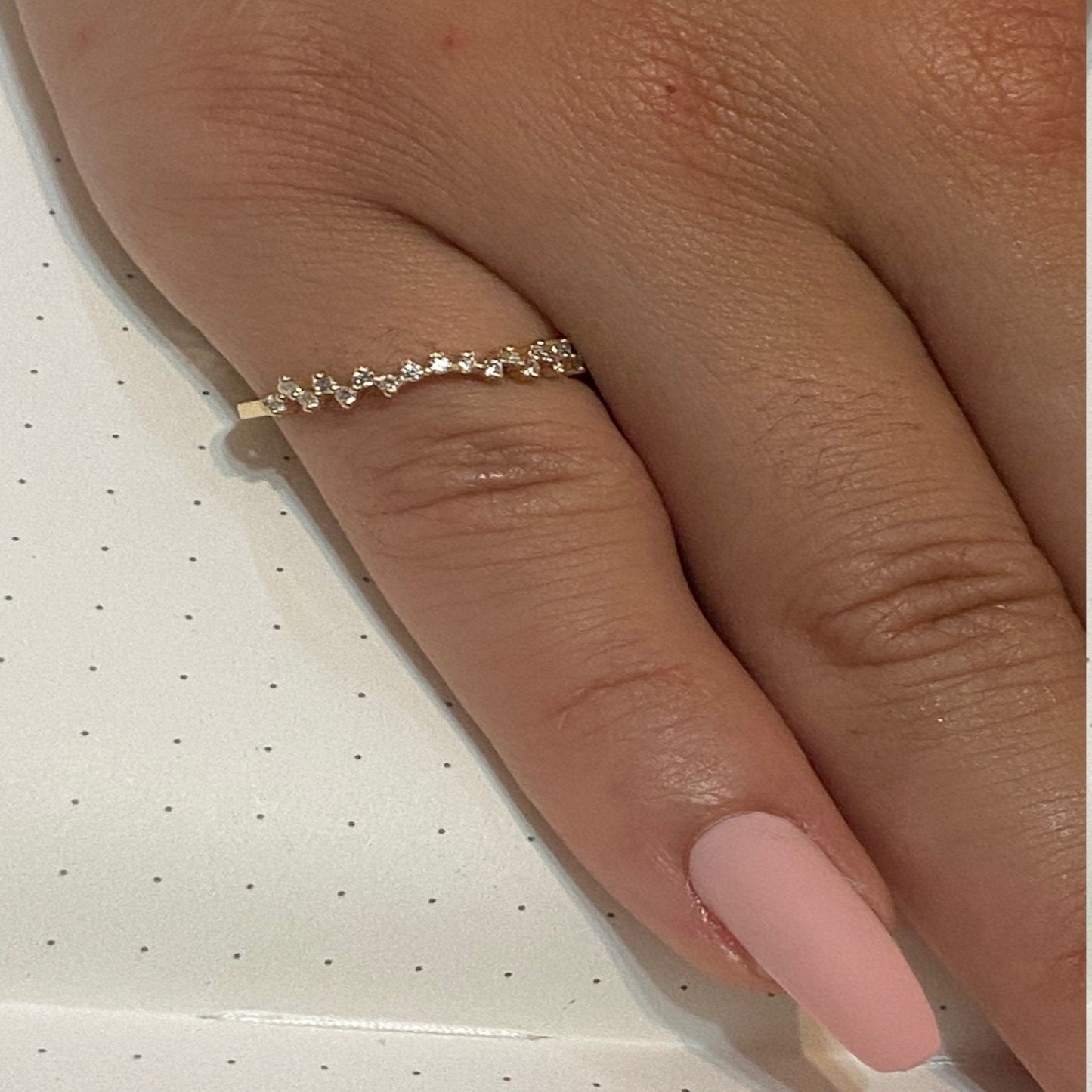 14K Solid Gold Cluster Ring / Statement Diamond Ring / Cocktail Diamond Ring / Dainty Diamond Ring / Wedding Ring / Fashion Diamond Ring