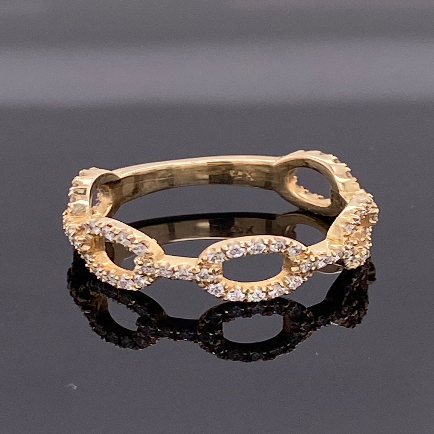 Diamond Link Chain Ring / 14k Solid Gold / Handmade / Minimalist Diamond Ring / Chain Jewelry / Diamond Chain