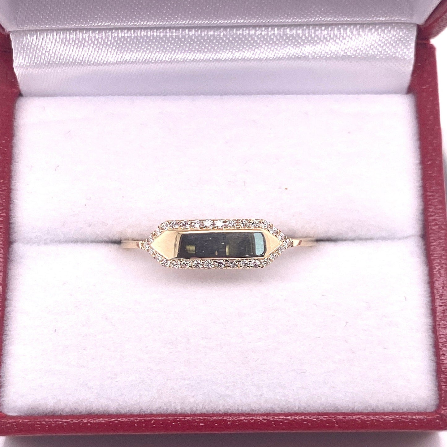 14K Solid Gold Statement Ring with Natural Diamonds Minimalist Ring / ID Ring / Minimalist Diamond Ring