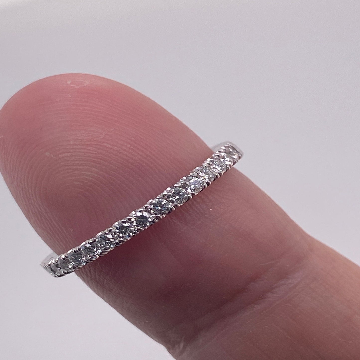 14K Diamond Solid Gold Wedding Band REAL Natural Diamonds 1.9mm Thickness .30 Carat Hand Made Half Eternity Ring in White Yellow & Rose Gold - JewelsnGlitters