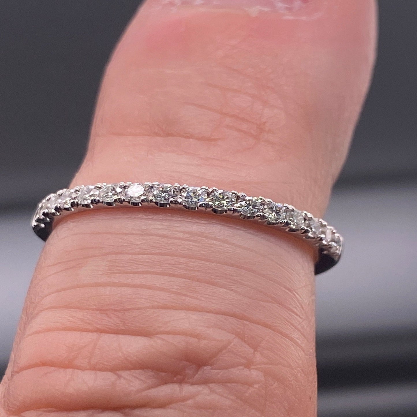 14K Diamond Solid Gold Wedding Band REAL Natural Diamonds 1.9mm Thickness .30 Carat Hand Made Half Eternity Ring in White Yellow & Rose Gold - JewelsnGlitters