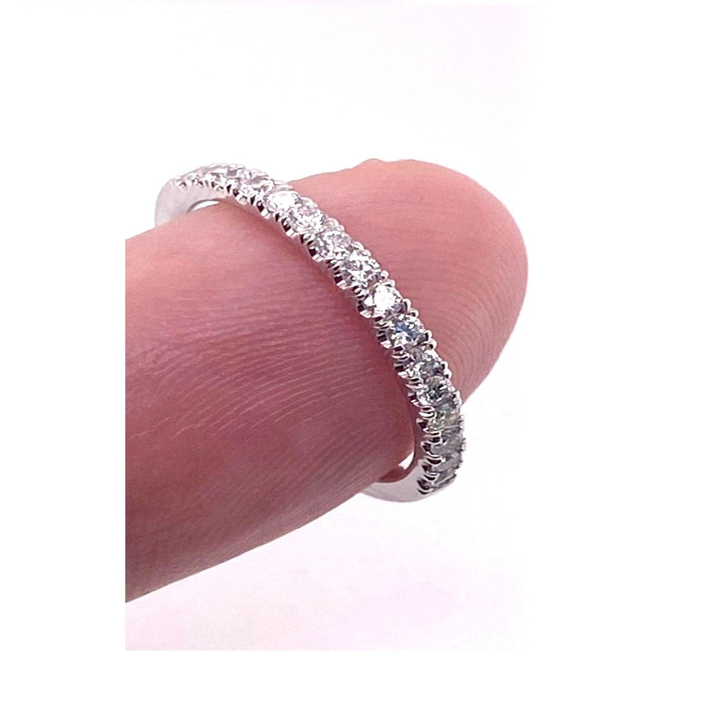 14K Diamond Solid Gold Wedding Band REAL Natural Diamonds 1.9mm Thickness .30 Carat Hand Made Half Eternity Ring in White Yellow & Rose Gold - JewelsnGlitters