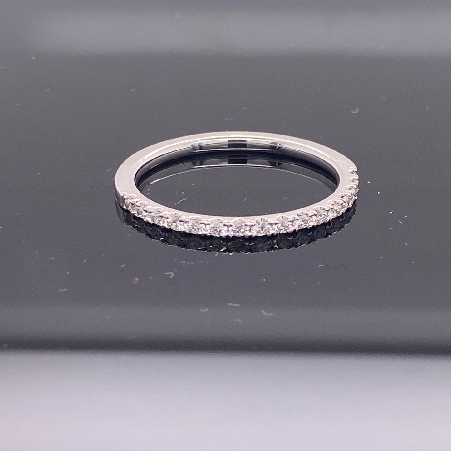 14K Diamond Solid Gold Wedding Band REAL Natural Diamonds 1.9mm Thickness .30 Carat Hand Made Half Eternity Ring in White Yellow & Rose Gold - JewelsnGlitters