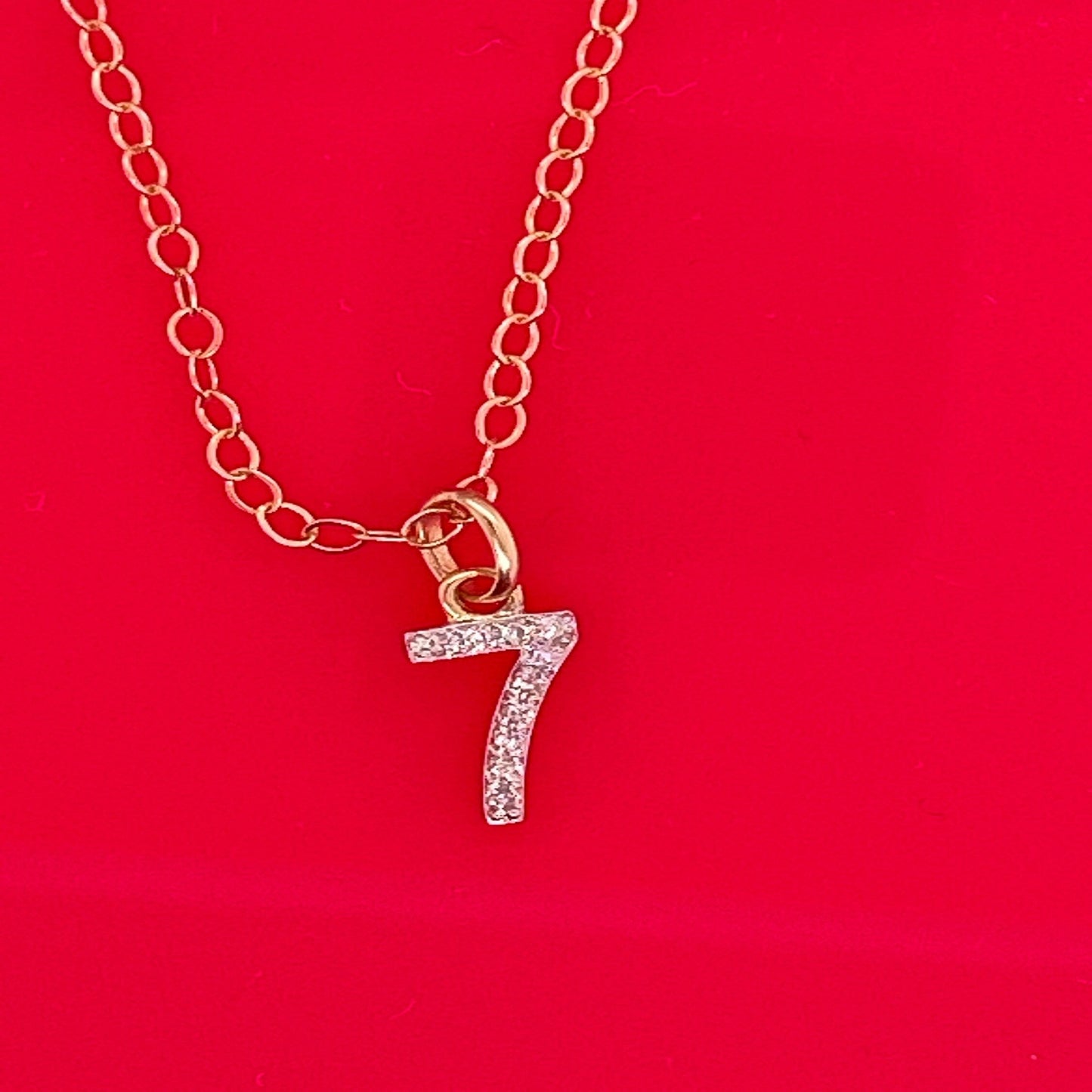 14K Solid Gold Block Script Number Charms -8.0mm