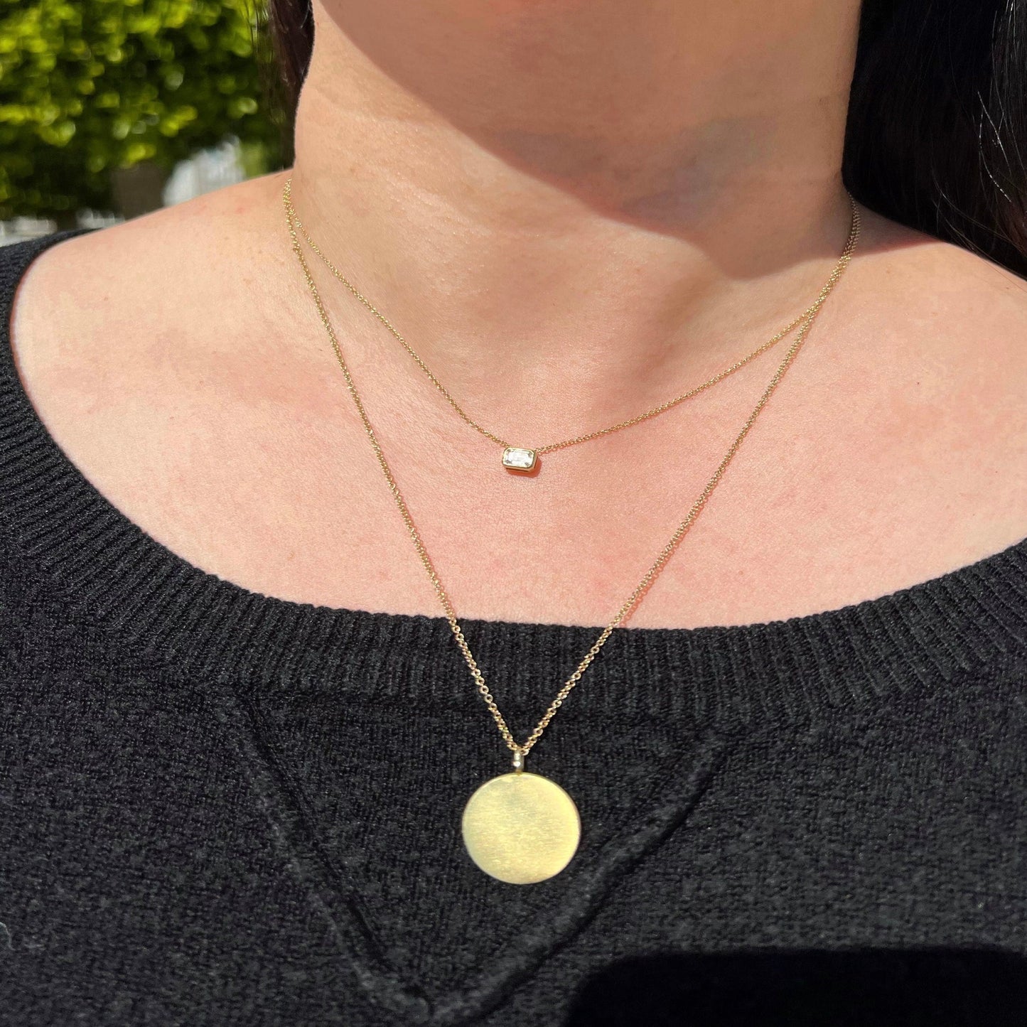 Diamond Emerald Cut Pendant